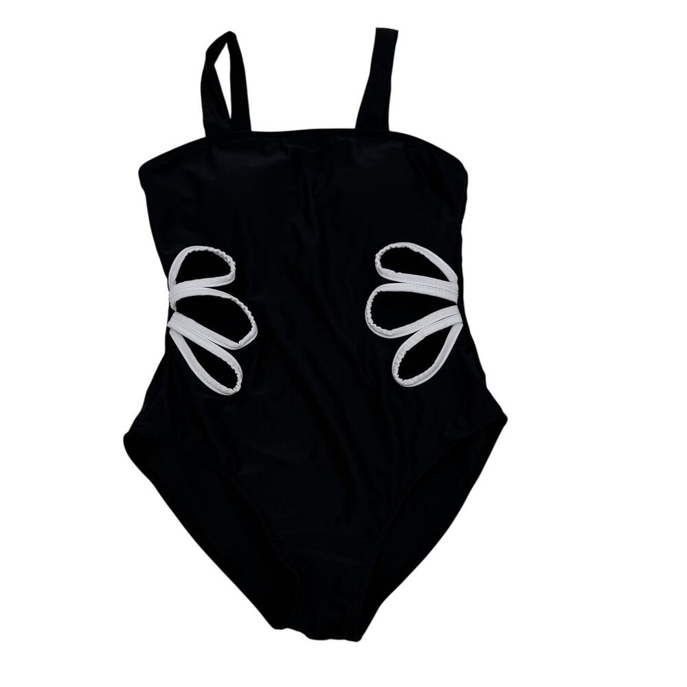 Beaudrm Kids Girls 13Y Black Tropical Floral One Piece Bikini Swimsuit NWOT